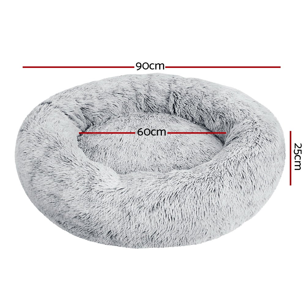 Large 90cm Calming Pet Bed – Soft Plush for Dog & Cat (Charcoal)
